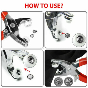 Metal button piler with buttons
